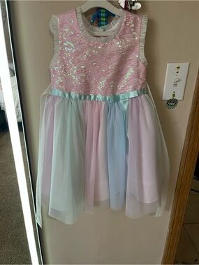 Jona Michelle Pink Pastel Sequin Tulle Party Dress